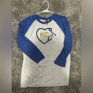 Blue and Gray Kids Raglan Shirt